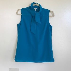 Blue J Crew neck tie blouse